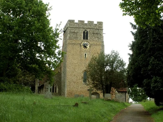 West tower of St Giles' parish church, Great Maplestead, Essex, seen from the west