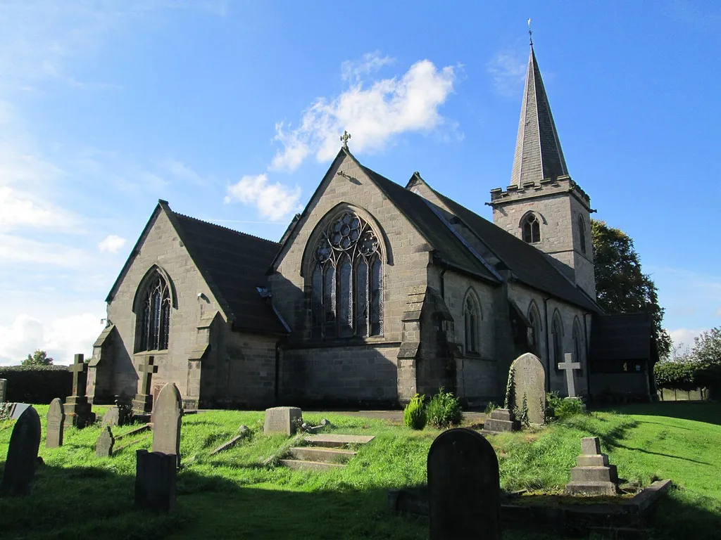 St Michael's Church in Rocester, Staffordshire, seen from the north-east.