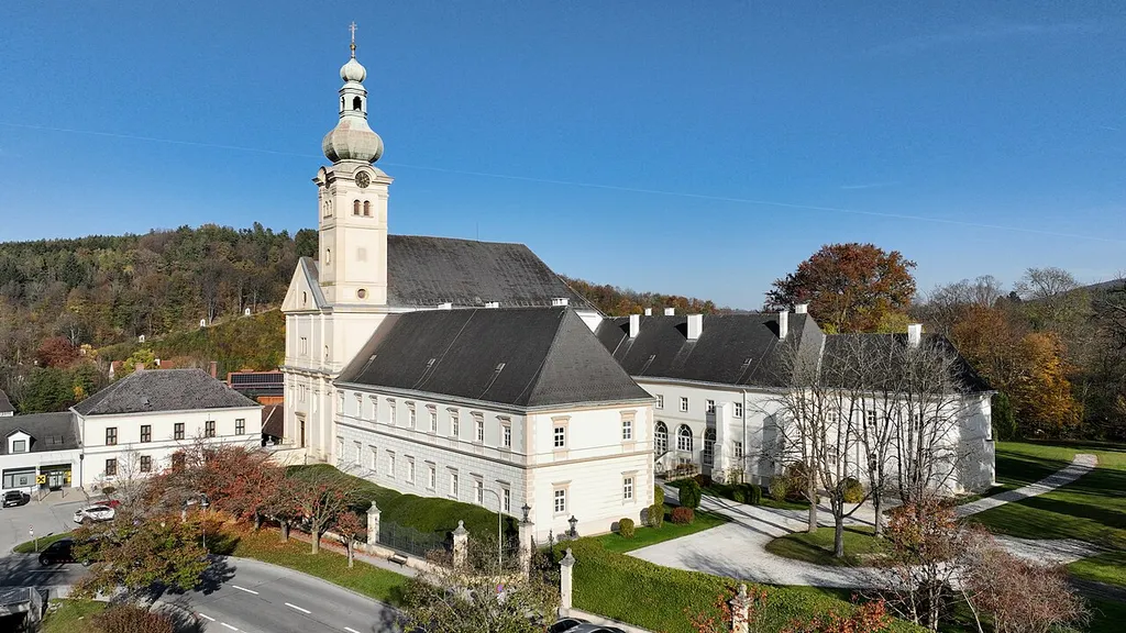 Southwest view of the former monastery and church in Lockenhaus.
