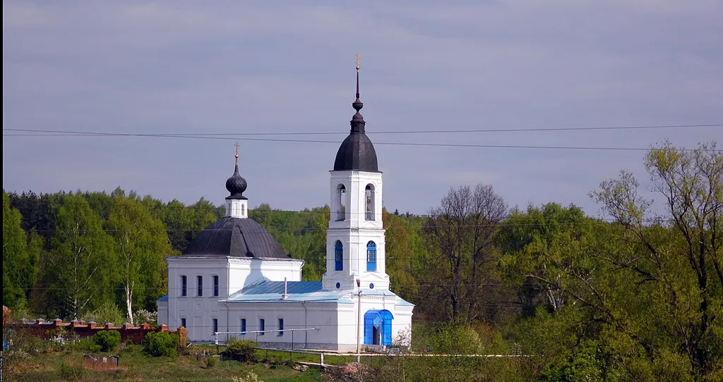 10/05/2008 Свято-Успенский храм Дмитриевского погоста деревни Лялино Кольчугинского района Владимирской области. Ныне существующий каменный храм построен в 1797 году, а колокольня в конце 19 в. Храм имел два престола: центральный — в честь Успения Богородицы и тёплый в честь великомученика Димитрия Солунского. В 1990 году храм был возвращён верующим и начато его восстановление. 27 августа 1997 года в день 200-летнего юбилея храм был торжественно освящён Архиепископом Владимирским и Суздальским Евлогием.