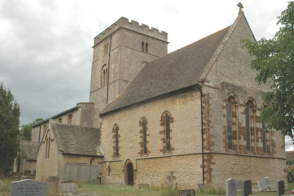 South side of the Church of England parish church of St Peter, Bucknell, Oxfordshire.