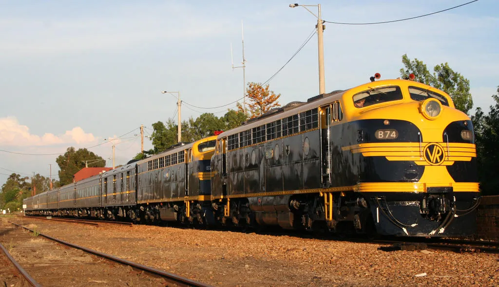 The 'Spirit of Progress' 70th anniversary train, at Benalla, Victoria, Australia.