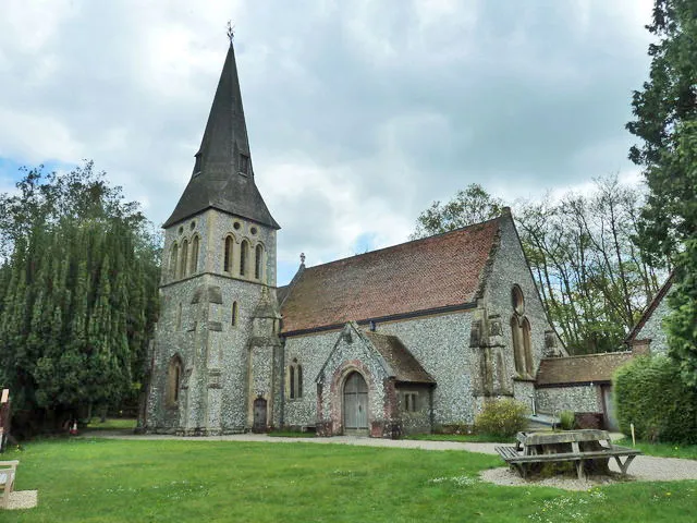 Parish church of St Michael and All Angels, Highclere, Hampshire, seen from the northeast