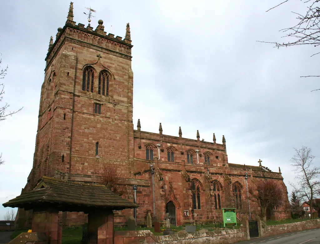 St Mary's Church, Acton, Cheshire. .mw-parser-output .messagebox{margin:4px 0;width:auto;border-collapse:collapse;border:2px solid var(--border-color-progressive,#6485d1);background-color:var(--background-color-neutral-subtle,#fbfcff);color:var(--color-base,#202122);box-sizing:border-box;border-inline-start-width:8px}.mw-parser-output .messagebox.mbox-small{font-size:88%;line-height:1.25em}.mw-parser-output .mbox-warning,.mw-parser-output .mbox-speedy{border:2px solid var(--border-color-error,#b22222);background:var(--background-color-error-subtle,#ffdbdb);border-inline-start-width:8px}.mw-parser-output .mbox-serious,.mw-parser-output .mbox-delete,.mw-parser-output .mbox-stop{border:2px solid var(--border-color-error,#b22222);border-inline-start-width:8px}.mw-parser-output .mbox-issue,.mw-parser-output .mbox-content{border:2px solid #f28500;background:var(--background-color-warning-subtle,#ffe);border-inline-start-width:8px}.mw-parser-output .mbox-query,.mw-parser-output .mbox-style{border:2px solid #f4c430;background:var(--background-color-warning-subtle,#ffe);border-inline-start-width:8px}.mw-parser-output .mbox-shit{border:2px solid #960;border-inline-start-width:8px}.mw-parser-output .mbox-license{border:2px solid #88a;border-inline-start-width:initial}.mw-parser-output .mbox-legal{border:2px solid var(--border-color-notice,#666);background:var(--background-color-base,#fff);border-inline-start-width:8px}.mw-parser-output .mbox-honor{border:2px solid #ca3;background:var(--background-color-warning-subtle,#fcf4db);border-inline-start-width:8px}.mw-parser-output .mbox-growth{border:2px solid #8d4;background:var(--background-color-success-subtle,#d5fdf4);border-inline-start-width:8px}.mw-parser-output .mbox-move{border:2px solid #93c;border-inline-start-width:8px}.mw-parser-output .mbox-protection,.mw-parser-output .mbox-message{border:2px solid var(--border-color-base,#aaa);border-inline-start-width:8px}.mw-parser-output .messagebox .mbox-text{border:none;padding:0.