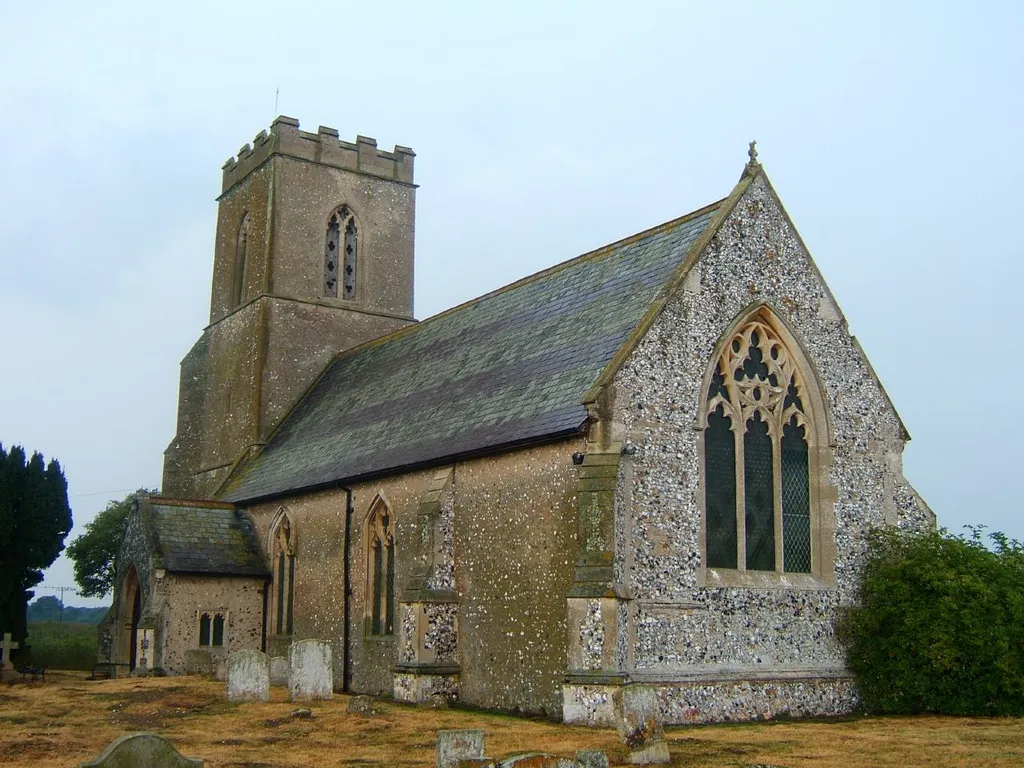 Parish church of St Denis, Wangford, Suffolk, seen from east-southeast