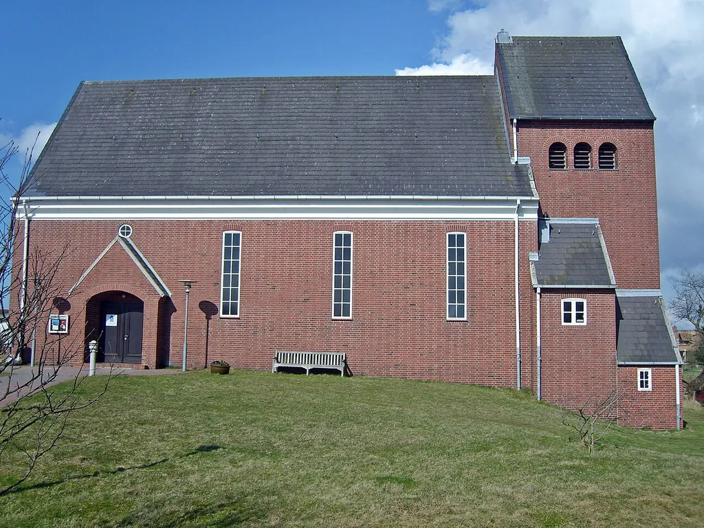 Denkmalgeschützte Kirche St. Jürgen List (Sylt).Außenansicht.