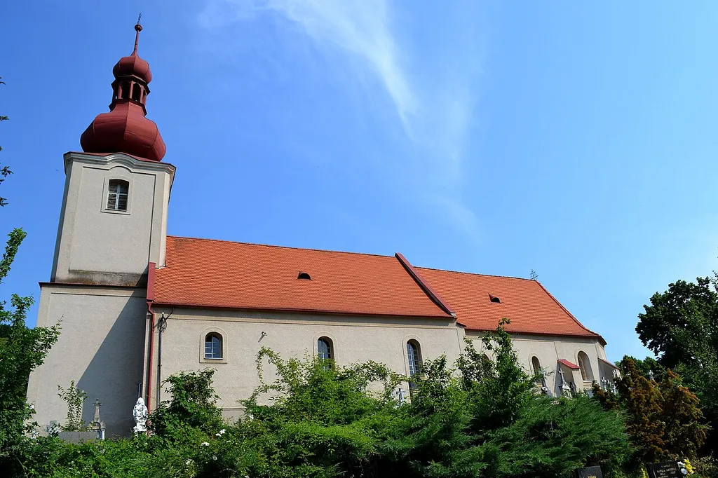 Hradište pod Vrátnom (okr. Senica), Kostol svätého Martina; celkový pohľad od juhu