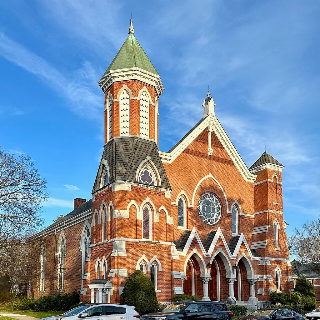 The First Presbyterian Church in Geneva, New York. Contributing property of the South Main Street Historic District.
