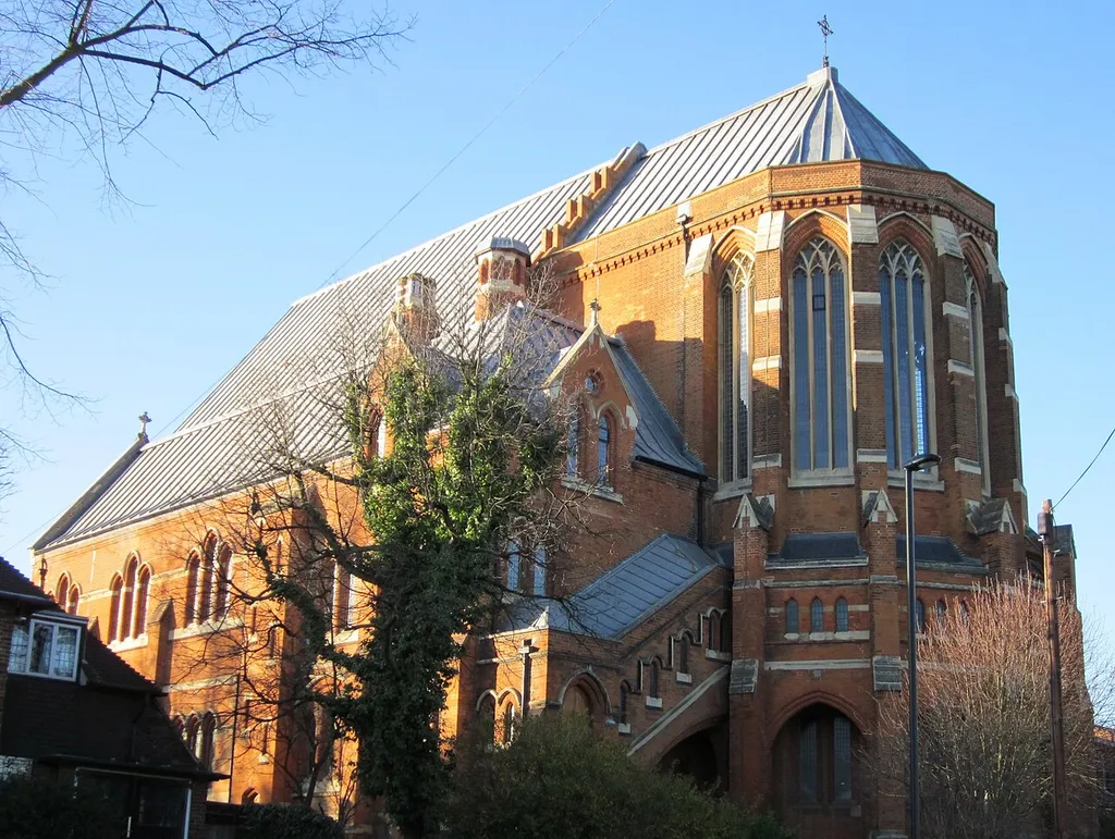 All Saints Church, West Dulwich, London: view from the southeast, showing the apsidal chancel