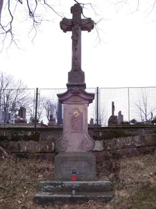 cross near church in Čistá u Horek