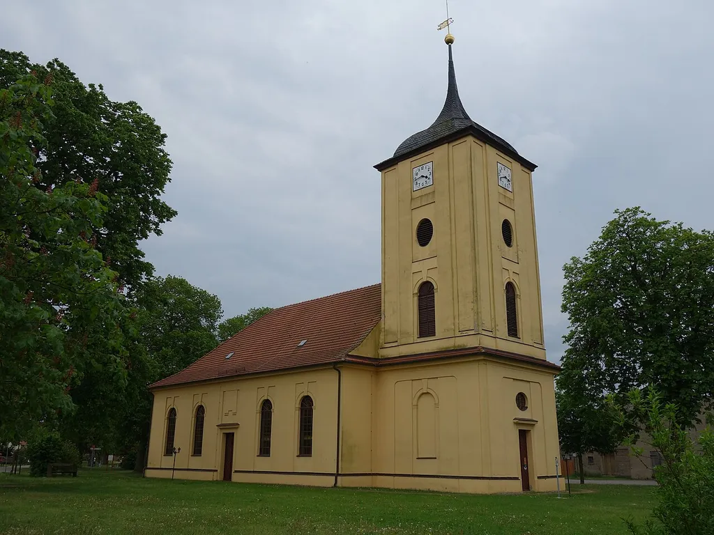 North-western view of the church in Pausin , Schönwalde-Glien municipality , Havelland district, de: state, Germany.