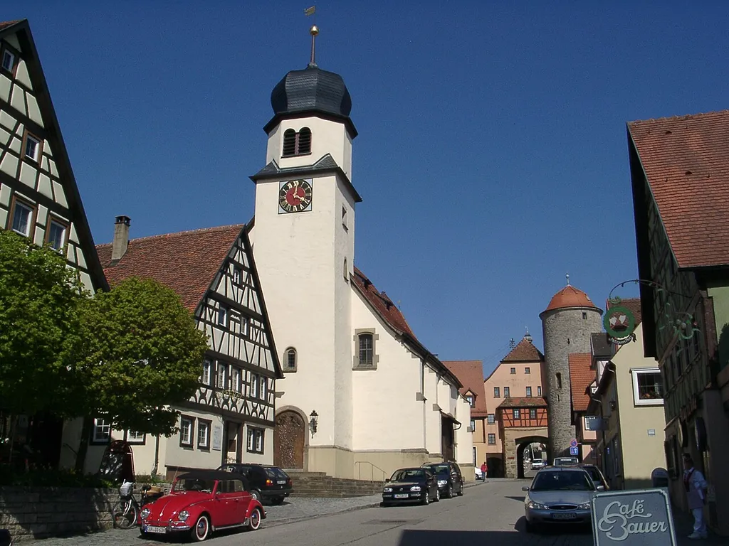 The main road and parochial church in Langenburg