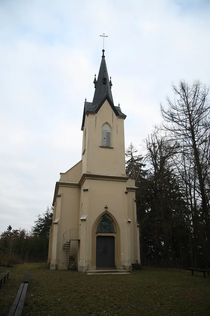 Overview of Church of Saint Mary in Krasonice, Jihlava District.