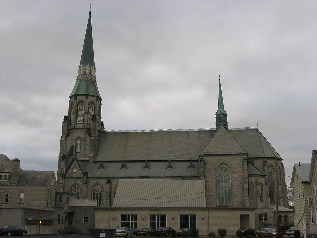 Northern side of St. Mary's Catholic Church, located at 429 Central Avenue in Sandusky, Ohio, United States. Built in 1873, it is listed on the National Register of Historic Places.