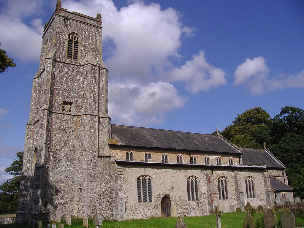 The south facing elevation of Saint Bartholomews Parish Church, Hanworth, Norfolk.