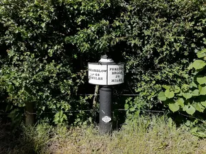 Milepost to north of Canal and River Trust offices, Red Bull Wharf at SJ 82754 55084, Church Lawton