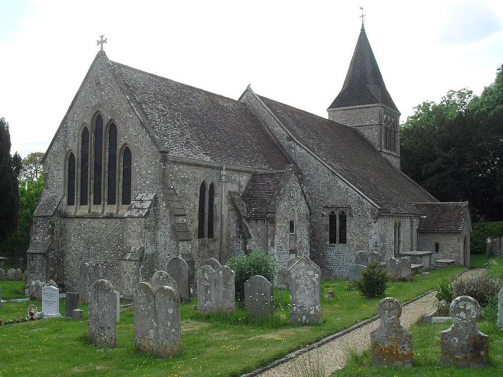 St Mary's Church, Slindon, Arun District, West Sussex, England. The ancient parish church of Slindon. Listed at Grade I by English Heritage (NHLE Code 1027563)