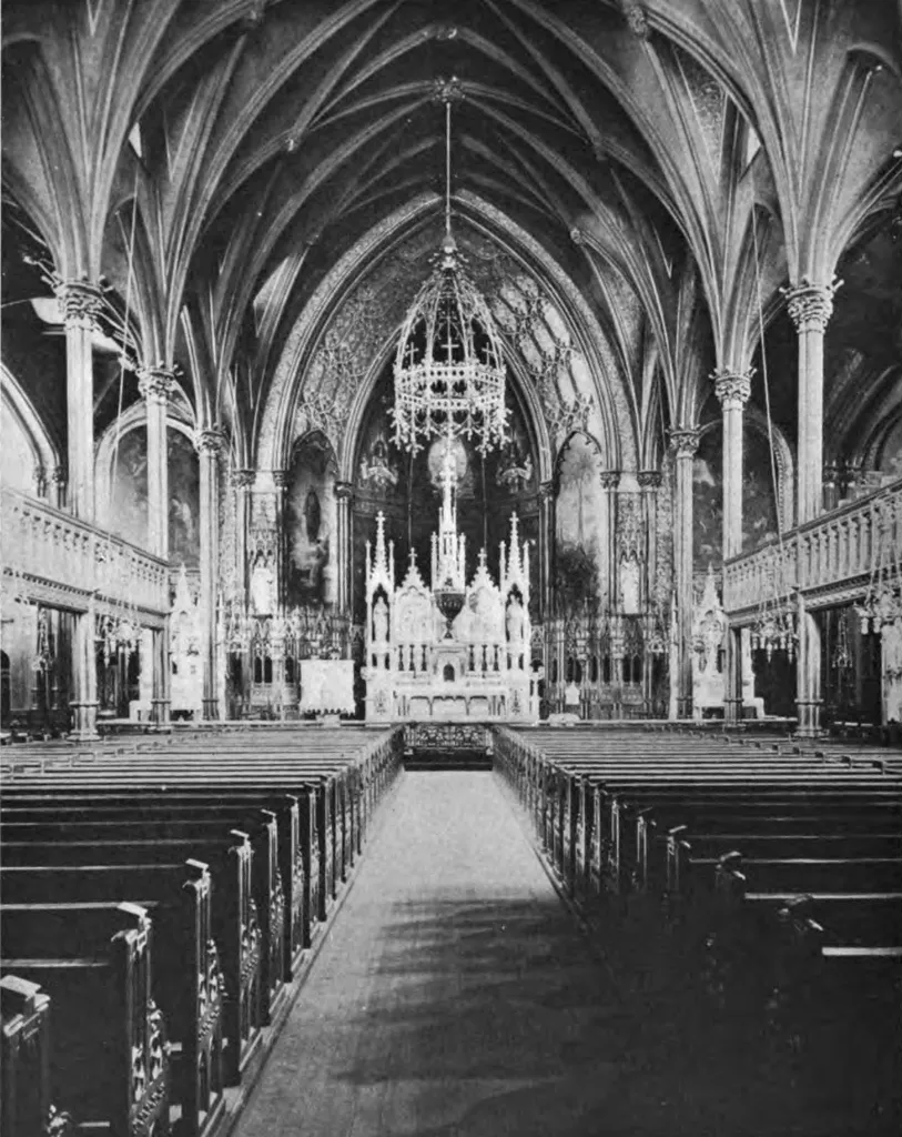 An image of Saint Gabriel's Church taken from a 1914 publication entitled "The Catholic Church in the United States of America: Undertaken to Celebrate the Golden Jubilee of His Holiness, Pope Pius X, Volume 3." The image can be found on page 328.