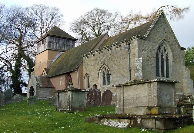 St James' parish church, Shipton, Shropshire, seen from the east, showing the chancel "rebuilded from the grounde" in 1589 for John Lutwyche – son of Richard for whom Shipton Hall was built