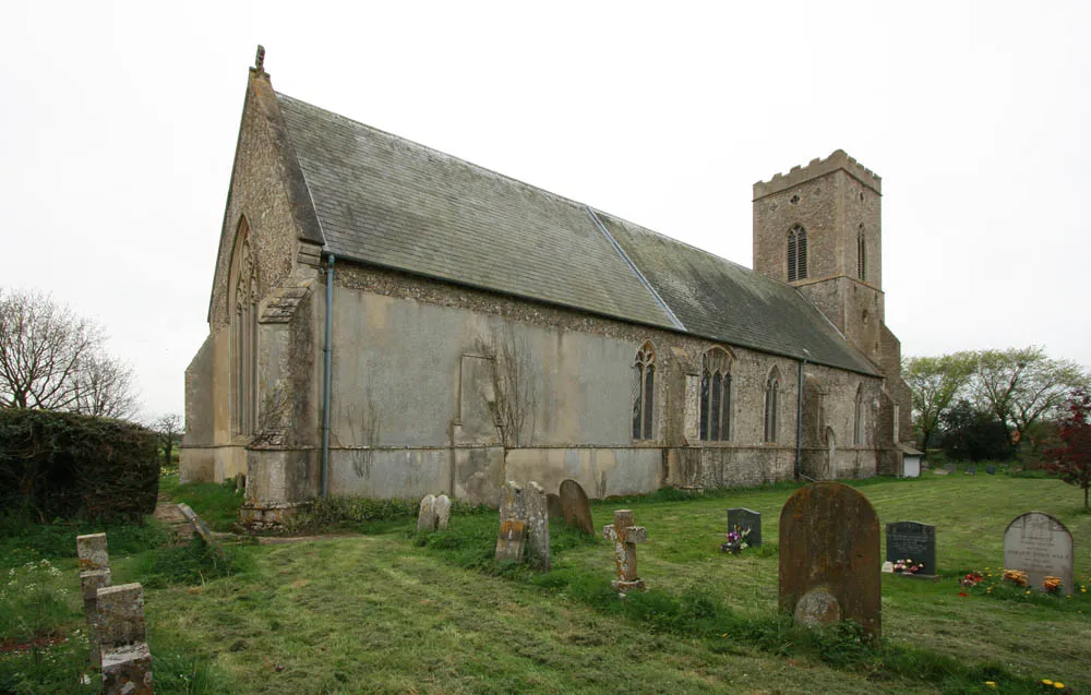 Parish church of St Mary of Pity, Burgate, Suffolk, seen from the northeast
