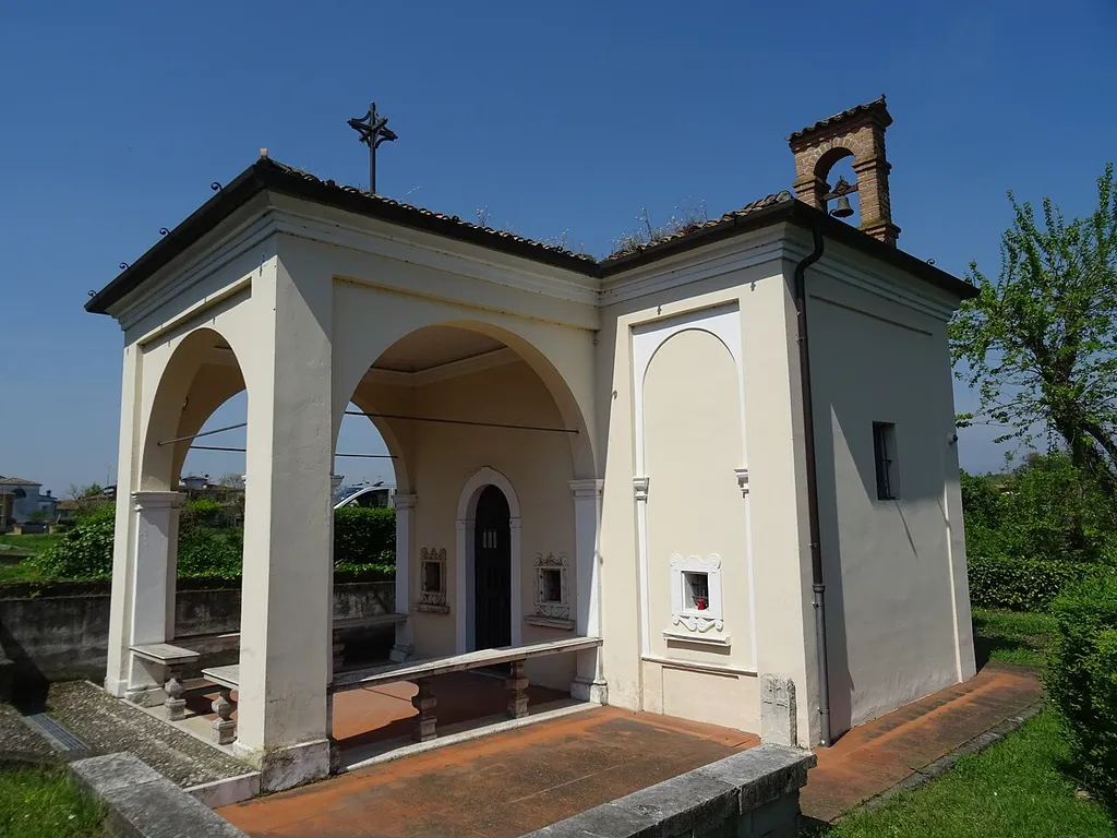 Calcinatello (Calcinato, Lombardy, Italy), church by the bridge on the Chiese river