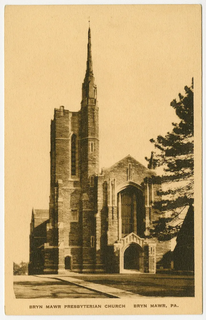 Presbyterian Church in Bryn Mawr, Pennsylvania from a pre-1923 postcard From RG 428, Postcard Collection, Presbyterian Historical Society, Philadelphia, Pennsylvania.