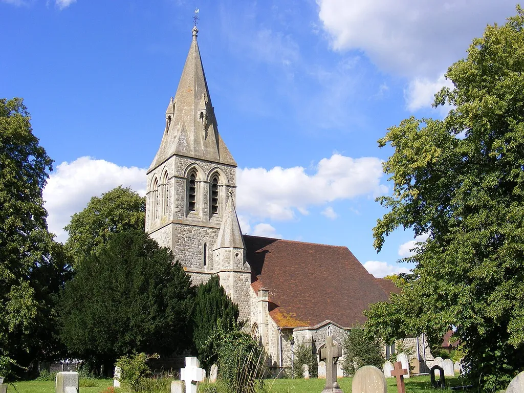 St Andrew's parish church, Wraysbury, Berkshire (formerly Buckinghamshire) seen from south-southwest