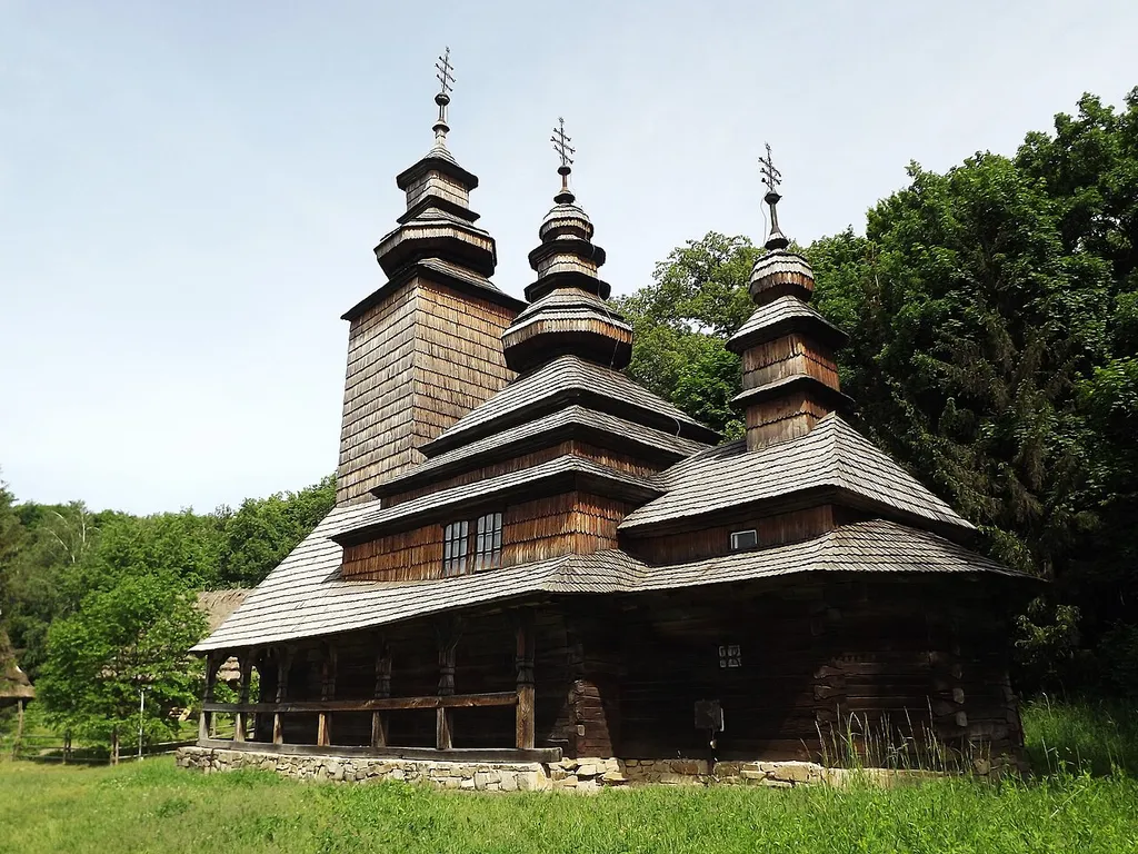 Церква з села Канора Воловецького району Закарпатської області (Пирогів, Київ)