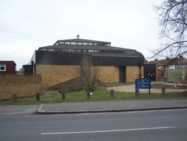 Catholic Church of St Anslem On Dartford Road. Had containers and construction work going on in its carpark.