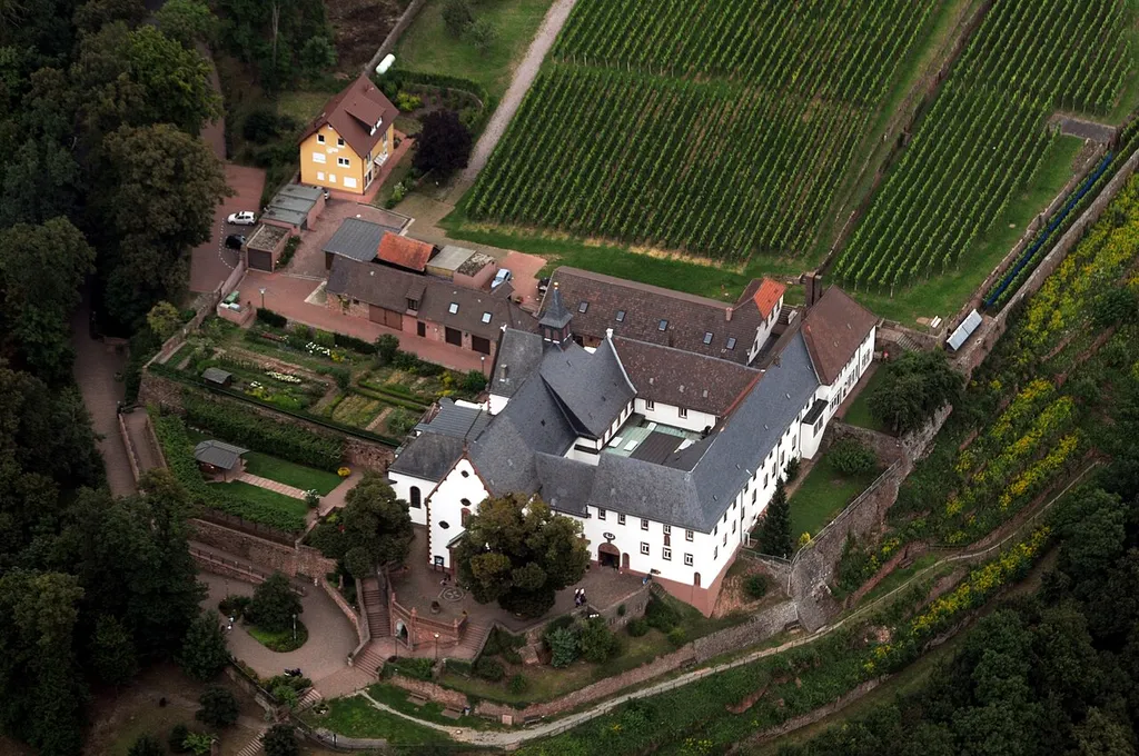 Monastery Engelbert, Grossheubach, Kleinheubach, Bavaria, Germany, aerial photograph