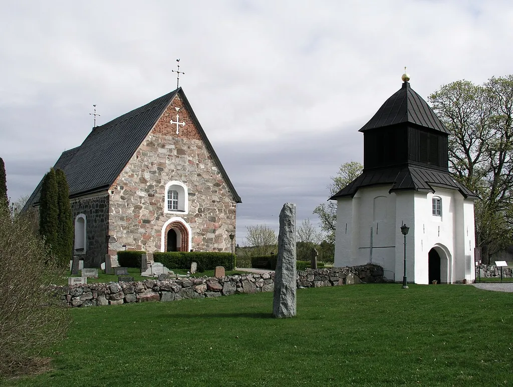 Skederids kyrka / Skederids church, Diocese of Uppsala, Norrtälje kommun. This is a photo of an ecclesiastical monument in Sweden, number 21300000004544 (sub-number: 21400000444803) in the RAÄ buildings database.