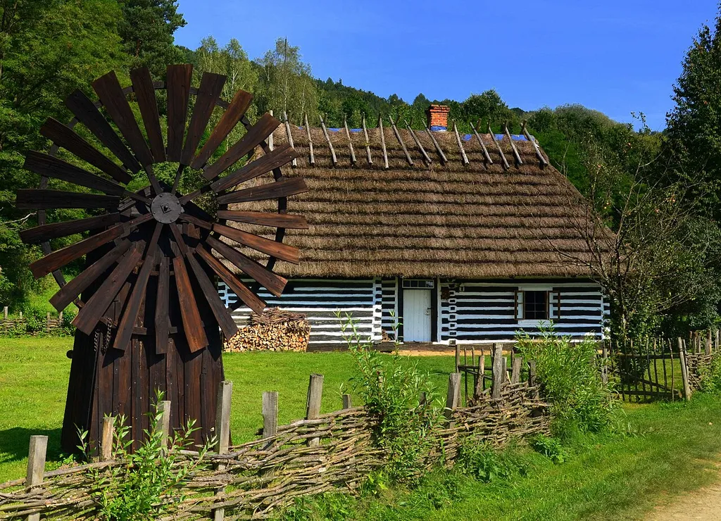 Polish Uplanders (pl. Pogorzanie) wooden homes from 19th. c. Wohngebäude 19. Jhdt