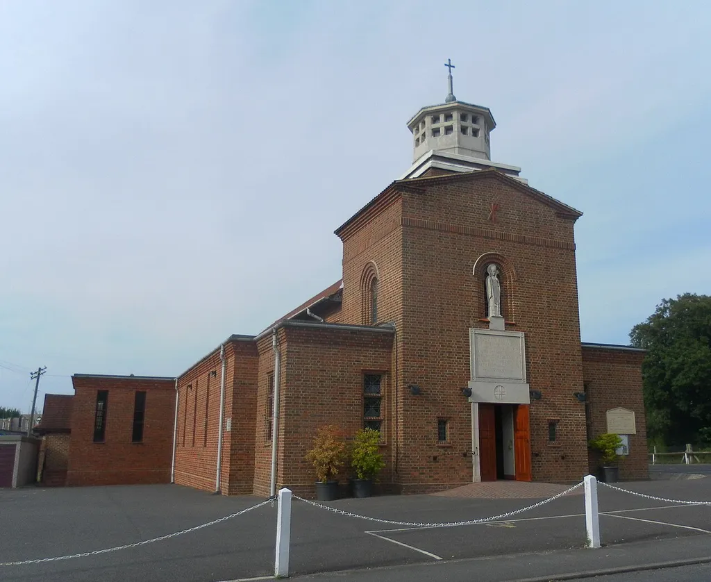 St Wilfrid's Church, Station Road, Burgess Hill, Mid Sussex, England. The Roman Catholic church serving the town of Burgess Hill.