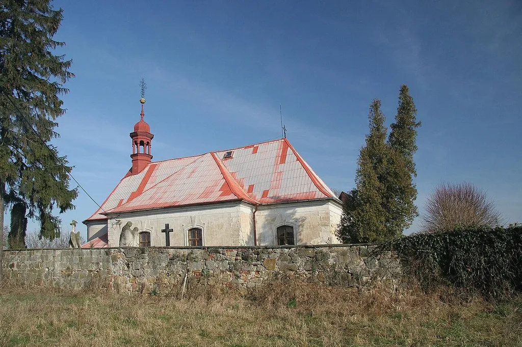 Saint Wenceslaus church in village of Samšina, Jičín District, Czech Republic