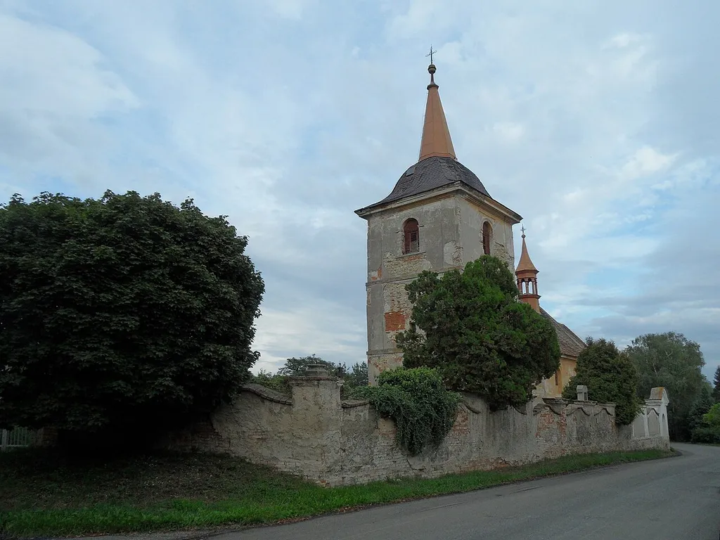 Bošín (Křinec) I. Church of the Assumption of the Virgin Mary: Overview, Nymburk District, the Czech Republic.