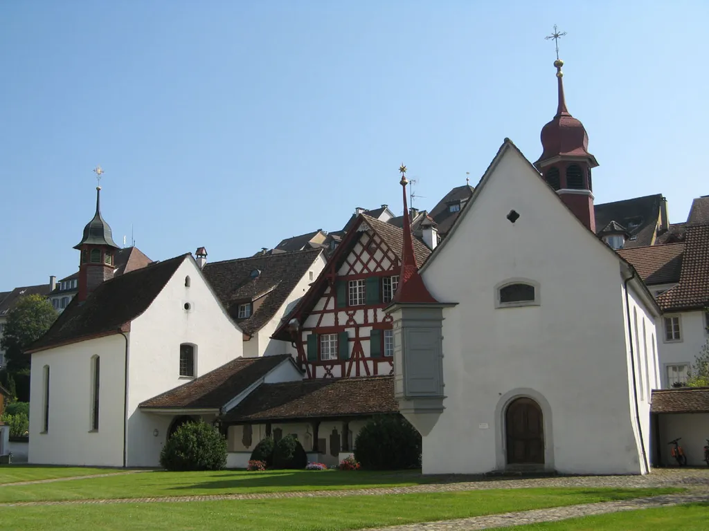 Muttergotteskapelle, Organistenhaus und St.-Anna-Kapelle neben der Stadtkirche Bremgarten