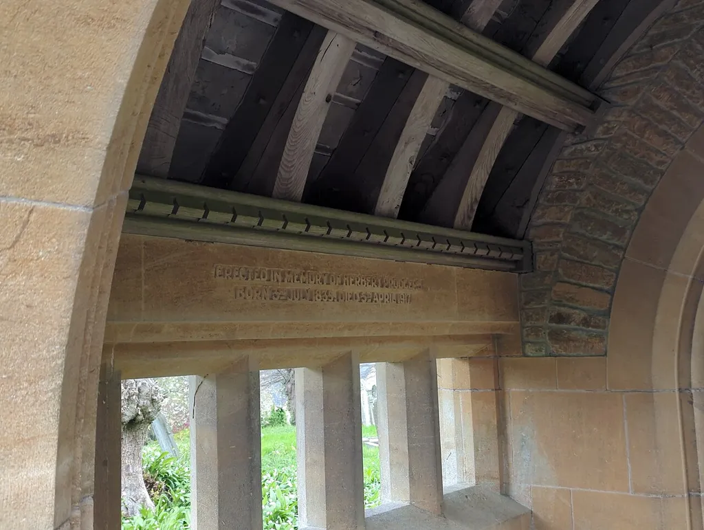 Lychgate At West Entrance To Churchyard Of Church Of St Michael (lychgate in Kington St. Michael, Wiltshire, England, UK)