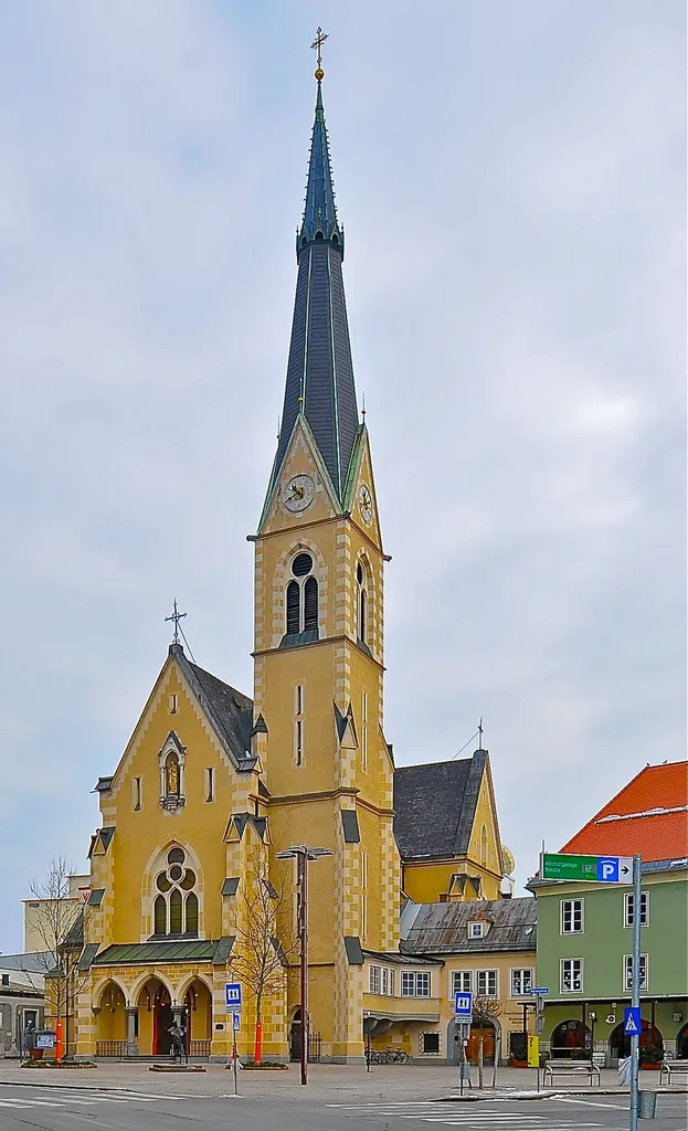 Parish church Saint Nicholas on Nikolaiplatz #1, city of Villach, Carinthia, Austria, EU