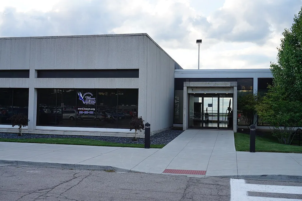The exterior of the International Women's Air &amp; Space Museum at Burke Lakefront Airport in Cleveland, Ohio (United States).
