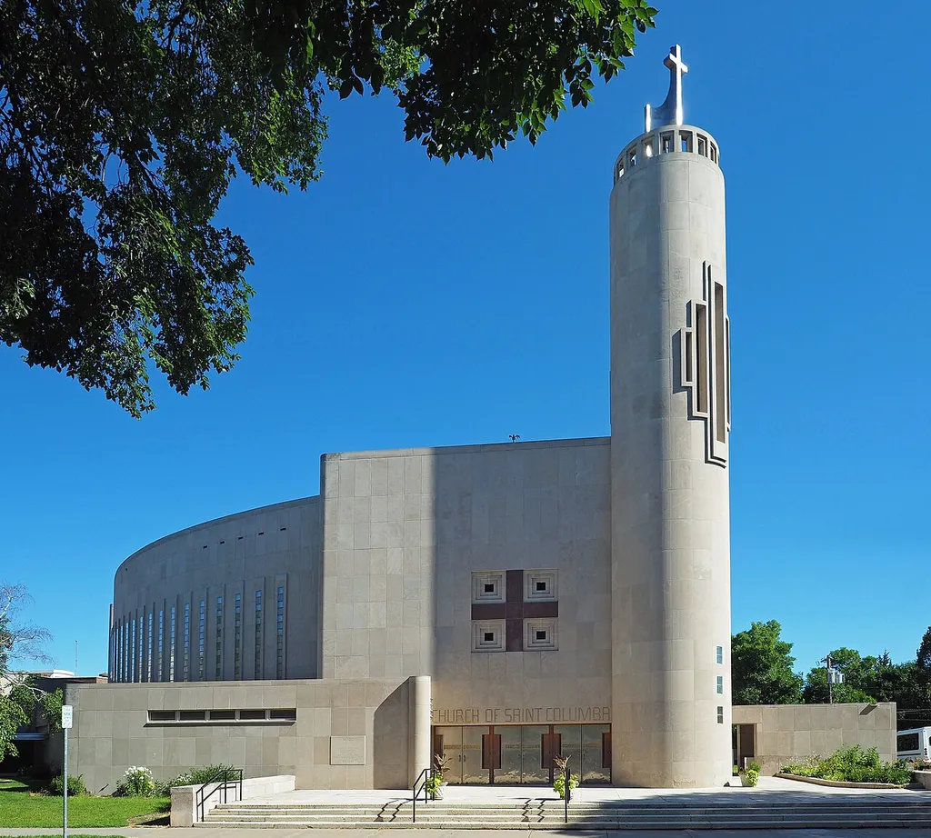 St Columba Catholic Church, 1327 Lafond Ave, St Paul, Minnesota, USA. Viewed from the south.