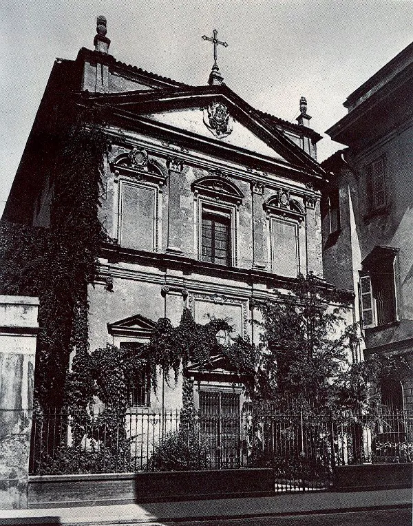 Facciata della Chiesa di San Bernardo a Milano, prima del crollo avvenuto nel 1971.
