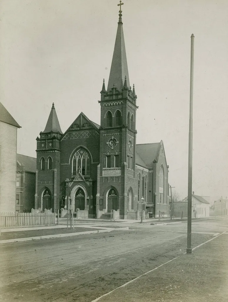 " Ev. Luth. Gnadenkirche, N.E. Cor. S. 41st Ave. (Kedvale) and W. 28th St."--Photograph verso.