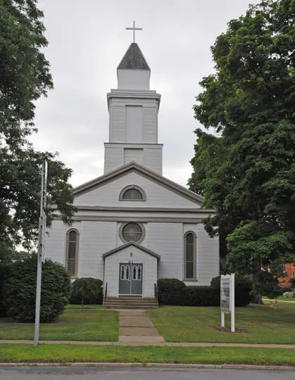 DEDICATED IN 1847; IN THIS CHURCH, CLARA BARTON (A SUMMER RESIDENT OF DANSVILLE) ORGANIZED THE FIRST LOCAL CHAPTER OF THE AMERICAN RED CROSS IN 1881