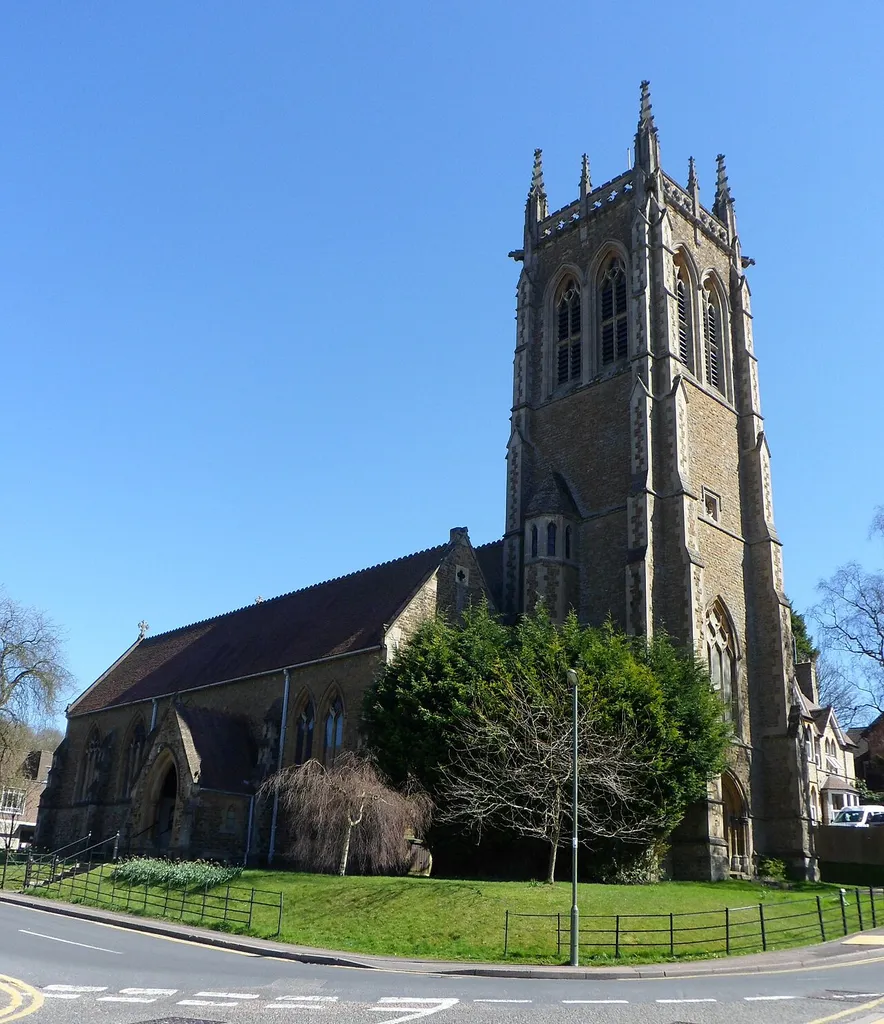 St John the Evangelist's parish church, Clareville Road, Caterham, Surrey, England, seen from the northwest