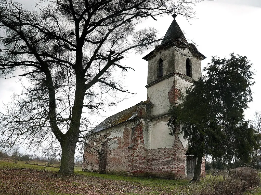 Reformed church of Nagygéc, abandoned settlement in Hungary, 40 years after the great floodings of the Szamos river.