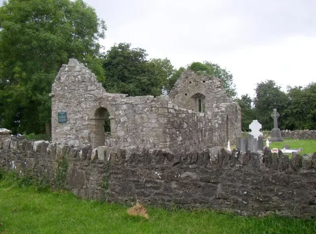 Sheepstown ruined church, Knocktopher, Co. Kilkenny. An early 12th century church with later additions and some interesting features. There is a simple round-headed doorway with Romanesque mounding in the west wall, while the 12th century south door was altered later. It is located on the Newmarket road from Knocktopher. As often the access is across a field from the road.