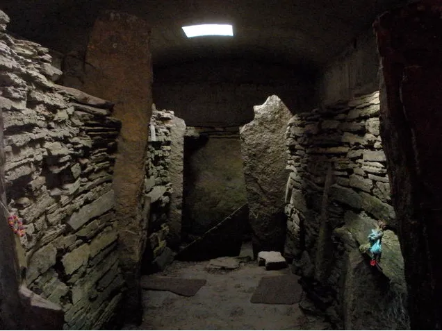 Inside the en:Tomb of the Eagles, Isbister, en:Orkney, en:Scotland