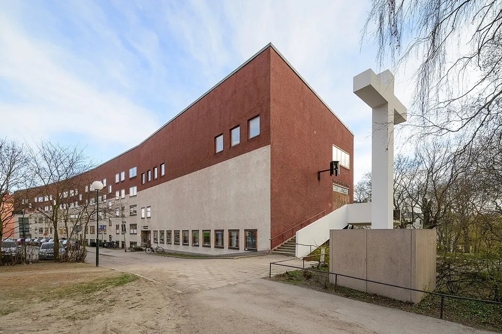 Olaus Petri church in Stockholm. Built 1959, architect Peter Celsing. Oscars Parish, Diocese of Stockholm, Church of Sweden