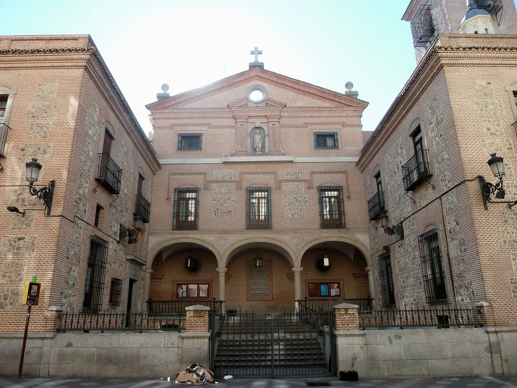 North-east façade (Calle del Arenal, street) of St. Genesius Church in Madrid (Spain).