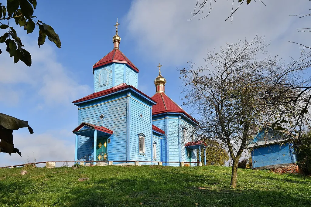 Миколаївська церква (дер.) (1875 рік) - вигляд з південного заходу - Жашковичі (на північній околиці села) Володимирський район Волинська область Україна